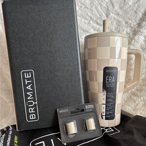 NWT Brumate Era Tan Checkered 30 oz + Straw Caps